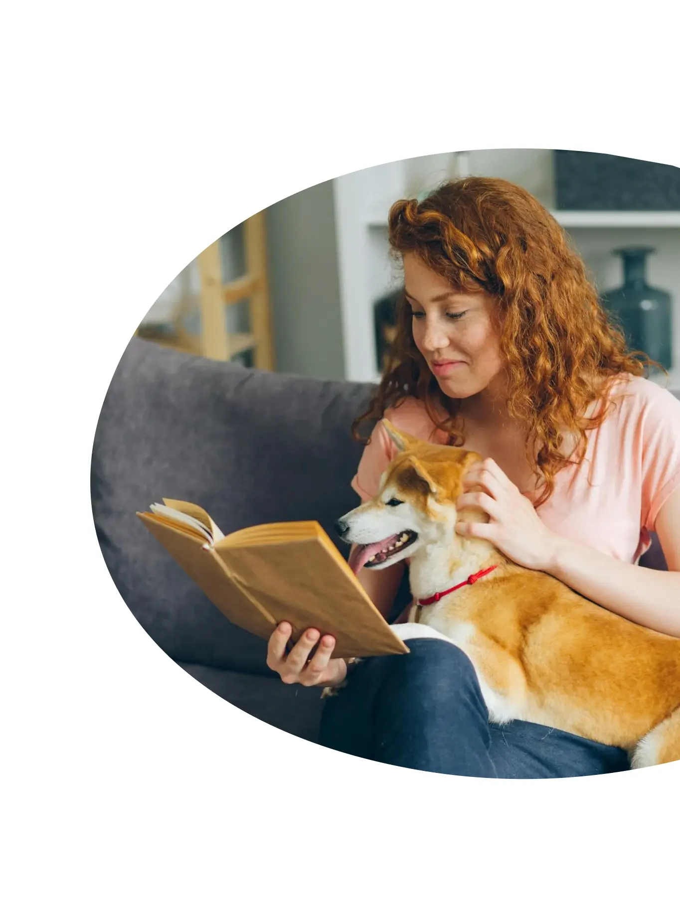 A pet sitter taking care of a happy dog